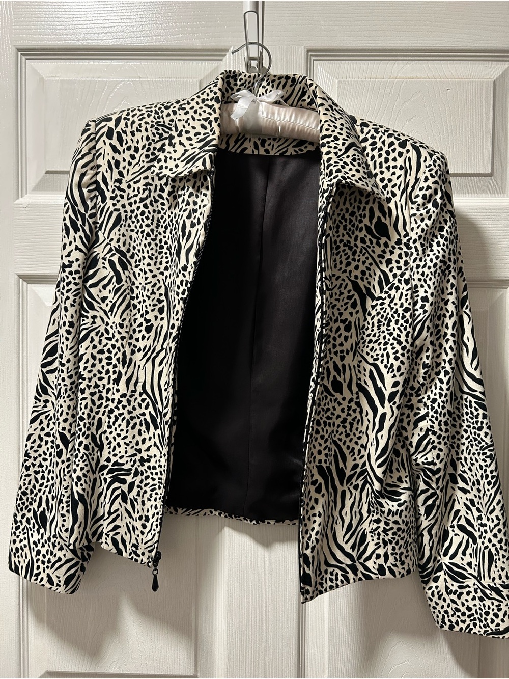Ferrari Black & Cream Animal-Print Jean Jacket - Picture 2 of 5